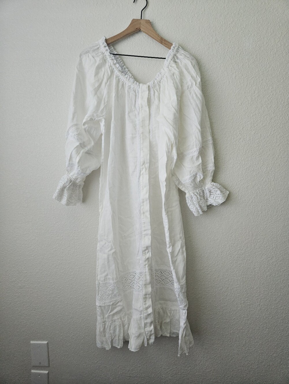 Sleeper 100% linen paloma crochet lace midi dress, one size - Picture 9 of 16